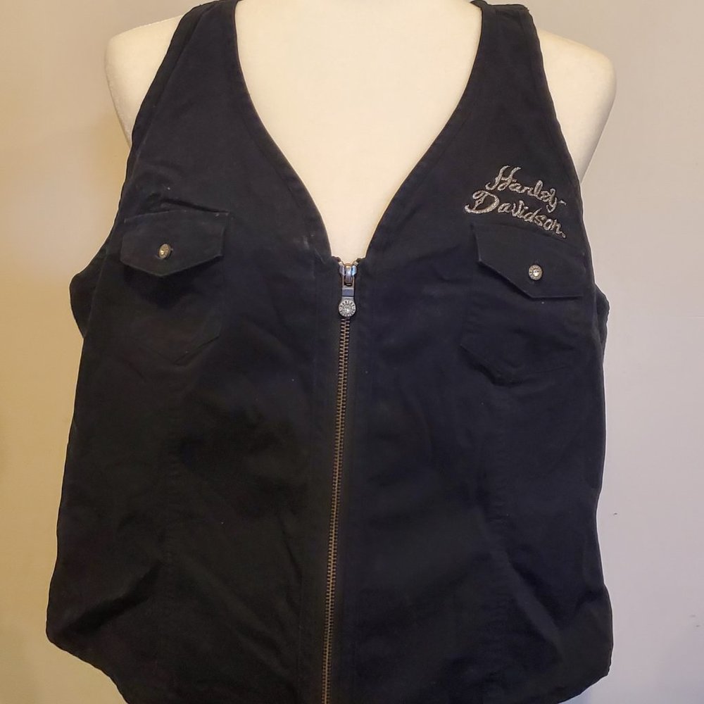 Harley Davidson Women's Zip Up Top with Corsette Laced Back Size 2XL